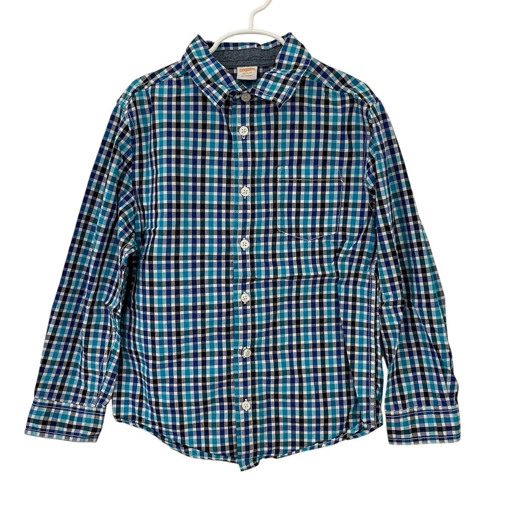 Gymboree Boys Gingham Button Down Collared Shirt Blue Size‎ 7